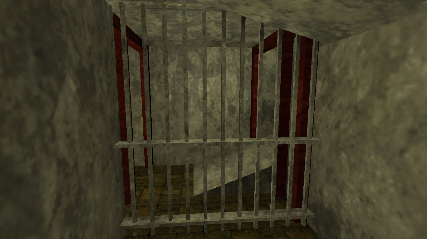 Inside a Port Town jail cell looking out